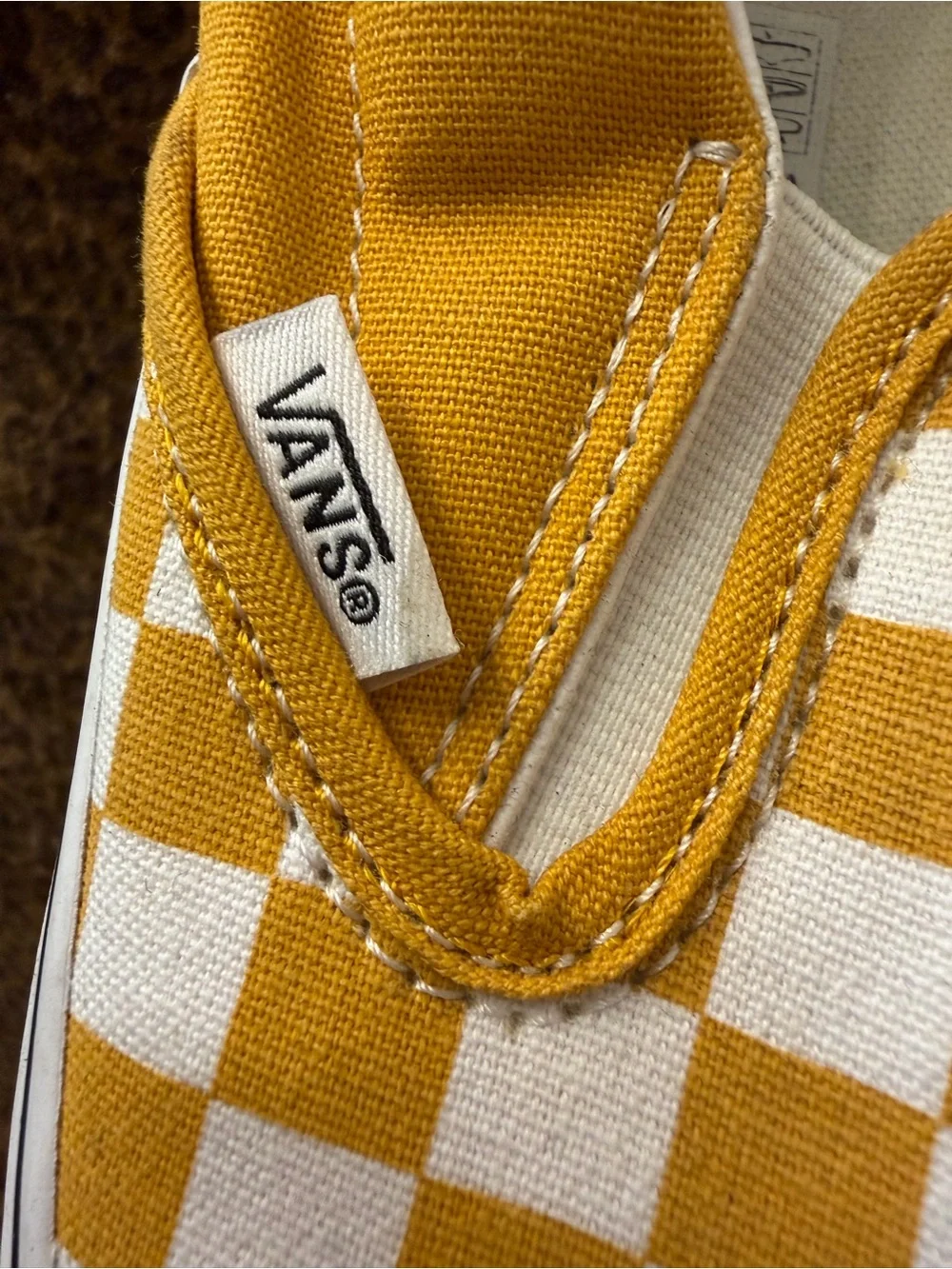 Vans Checkerboard Slip-On Sneakers in Yellow and White